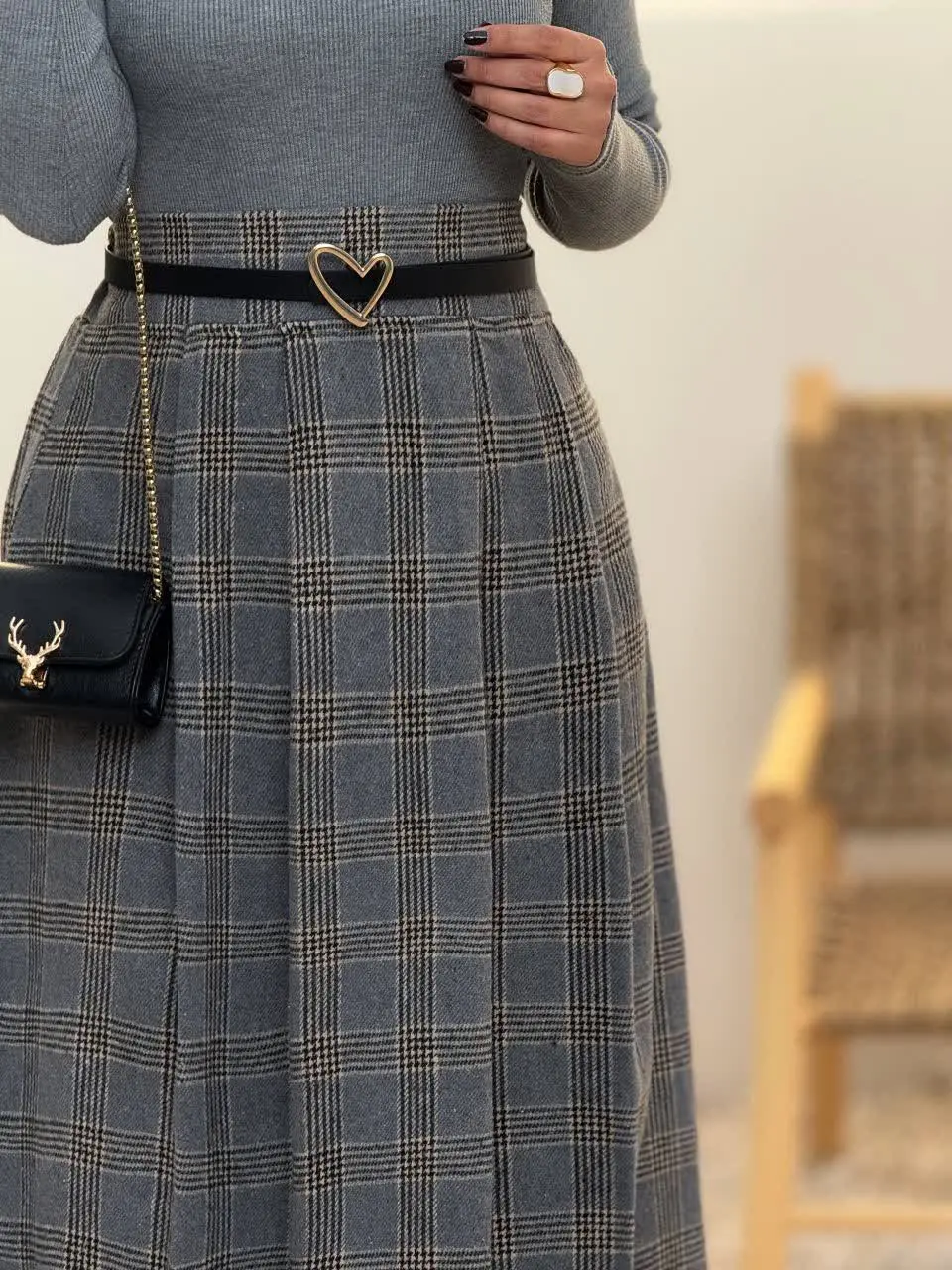 3761- دامن چهارخونه پاییزه